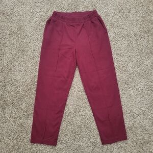 A New Day Knit Pants Trousers Burgundy Maroon Red Seam Straight Leg Size Small